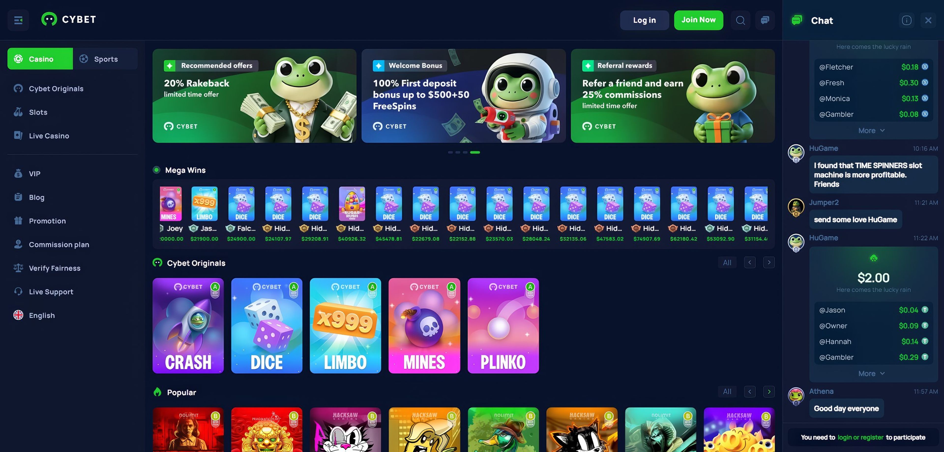 Cybet Casino desktop screenshot 1